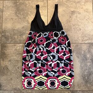 Timing Black and Pink Geometric Midi Dress